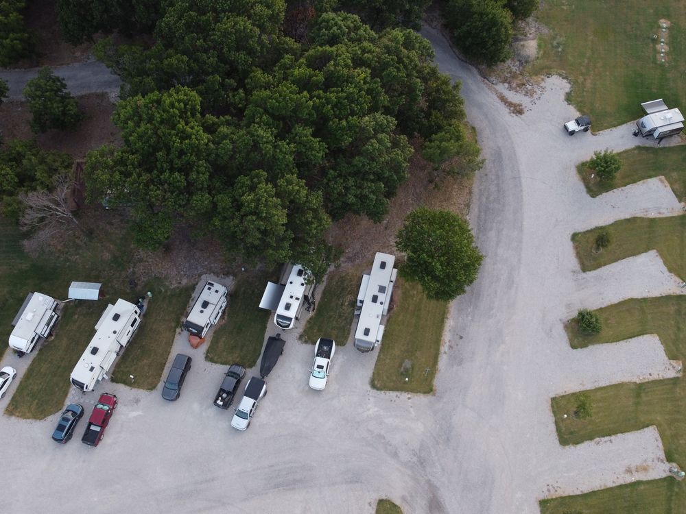 Overhead view of sites along the tree line